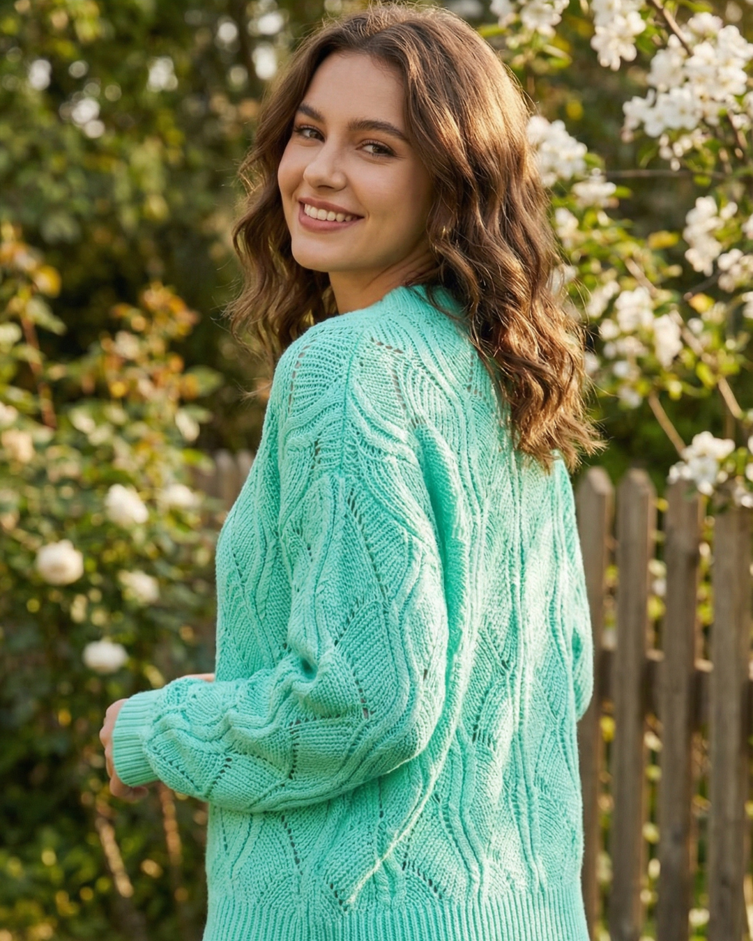 Hollow-Out Knit V-Neck Drop Shoulder Sweater - Kayla's Kloset